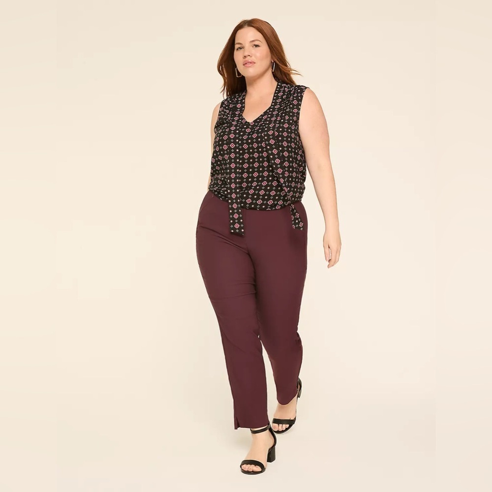 Lane Bryant 4 Season Slim Ankle Pant Womens Size 16 Burgundy Workwear Office